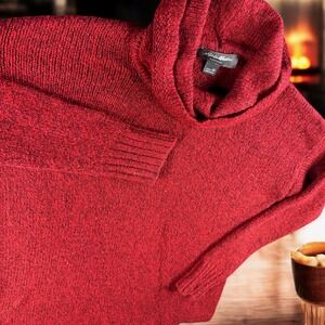 Eddie Bauer Sleepwear Red Cowl Neck Knit Sweater Pullover‎ Women's XS